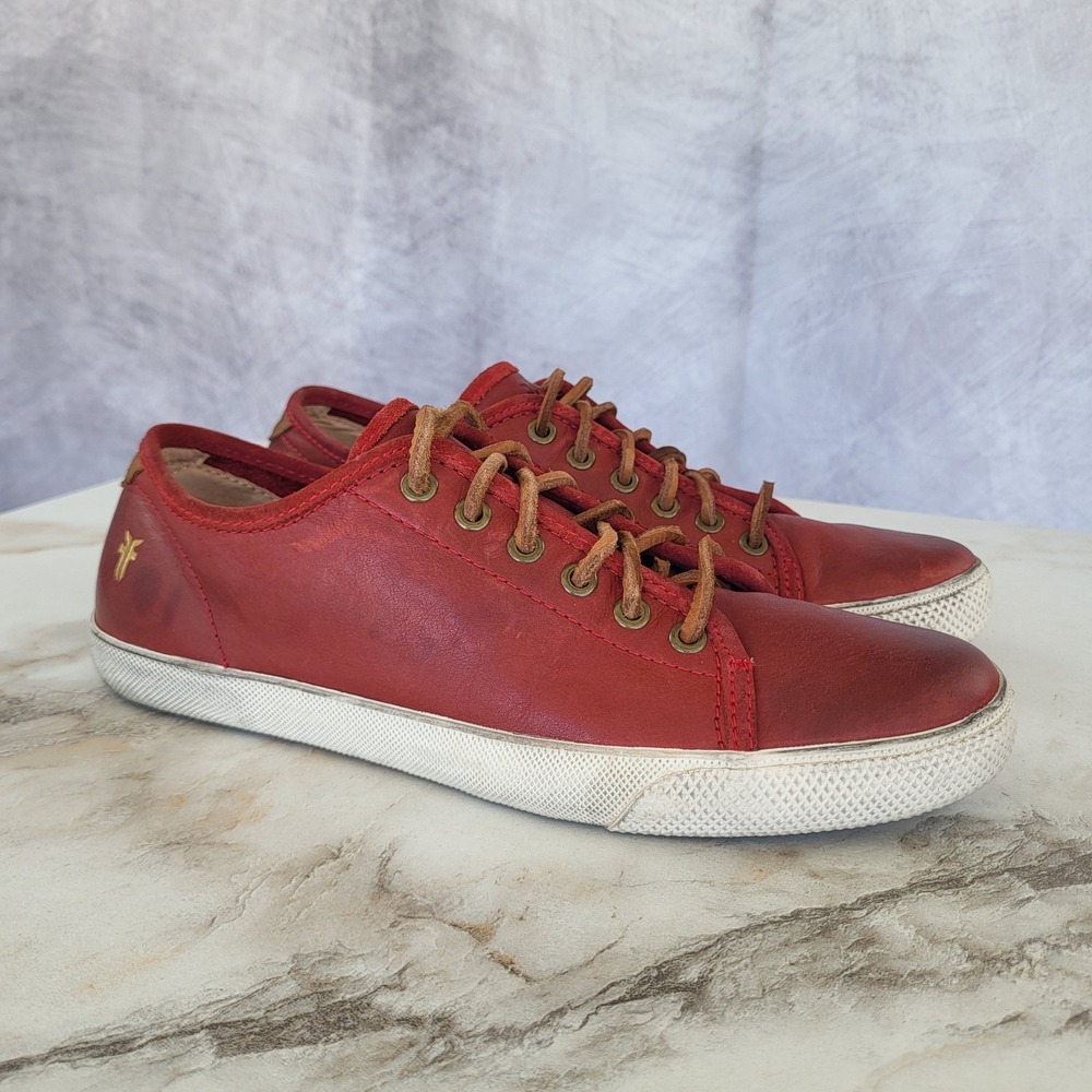 Frye Chambers Low Red Leather Sneakers Men's Size 8